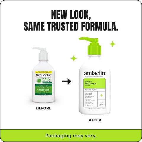 AmLactin Daily Moisturizing Lotion for Dry Skin, 7.9 oz Pump Bottles (Twin Pack), 2-in-1 Moisturizer Body Lotion with 12% Lactic Acid, Dermatologist-Recommended (Packaging May Vary)